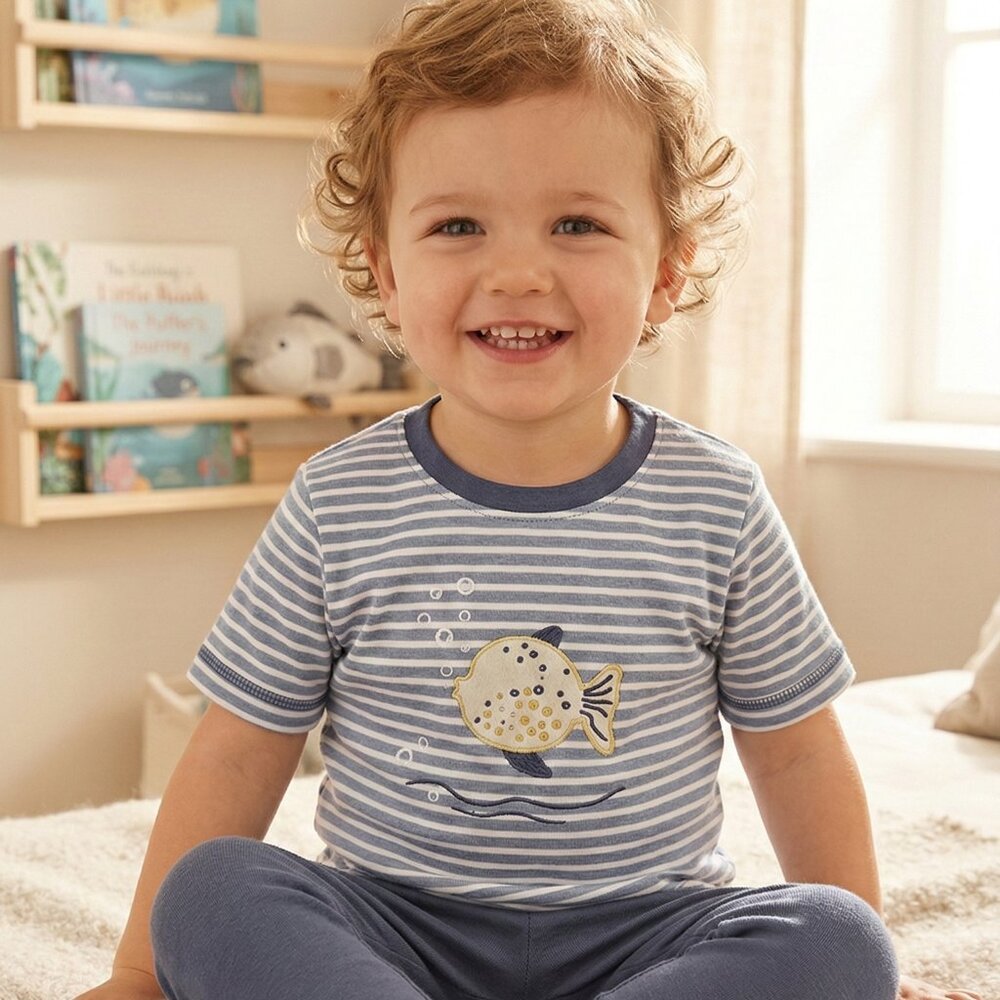 "Little Explorer" Puffer Fish Pajama Set - Toddler  two-piece pajama set